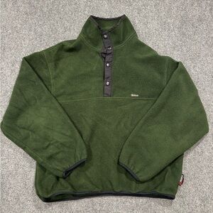 VTG Woolrich Olive Polartec Snap Fleece Pullover Sweatshirt Jacket Men's Size M